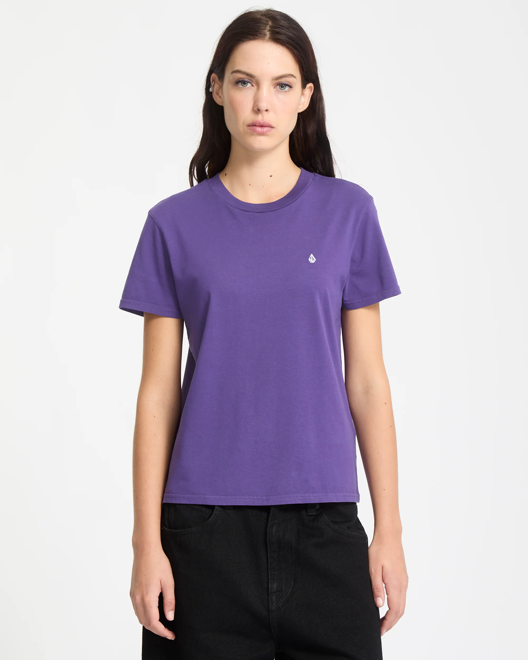 Solid Stone Emb T-Shirt - Acai