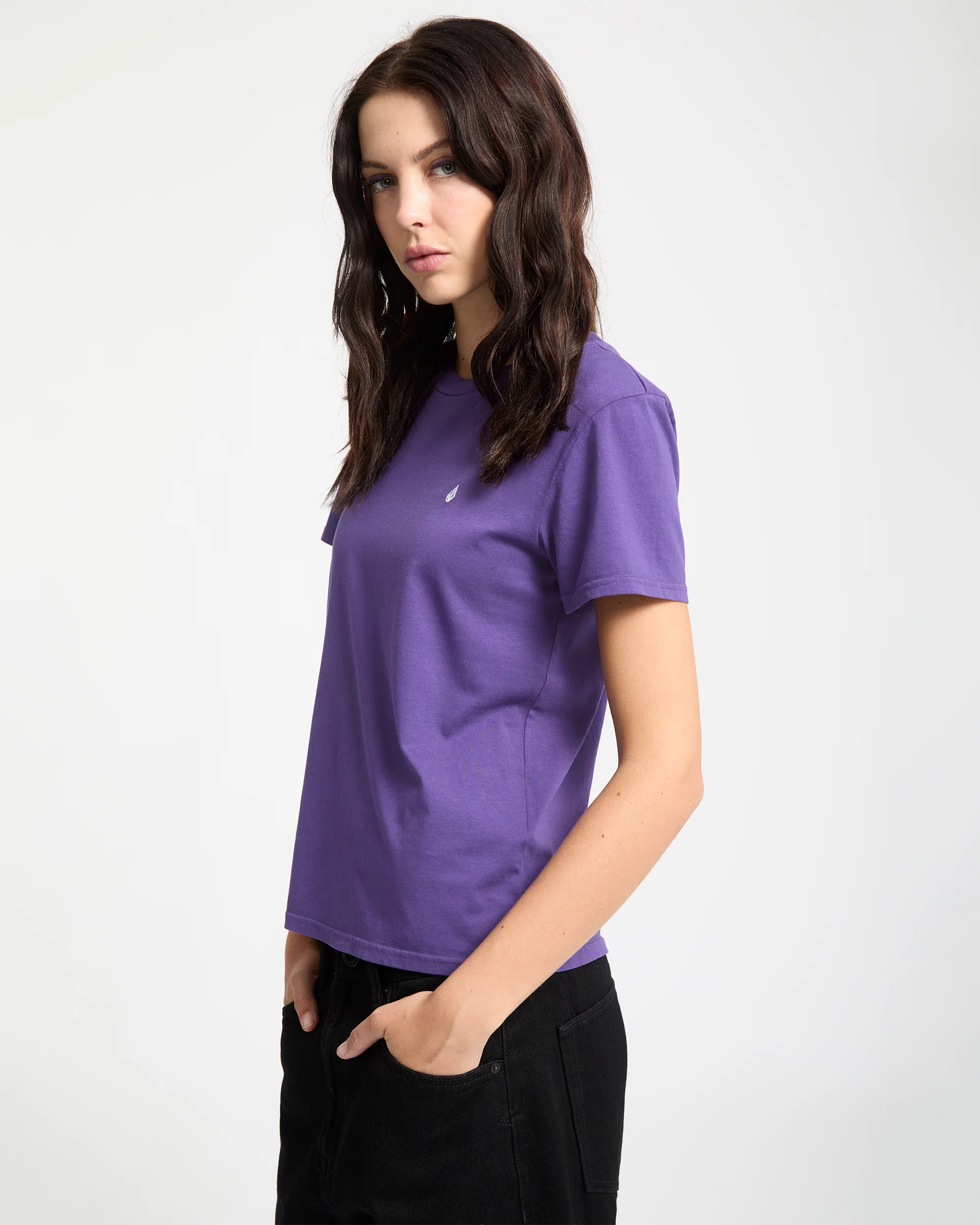 Solid Stone Emb T-Shirt - Acai - Image 6