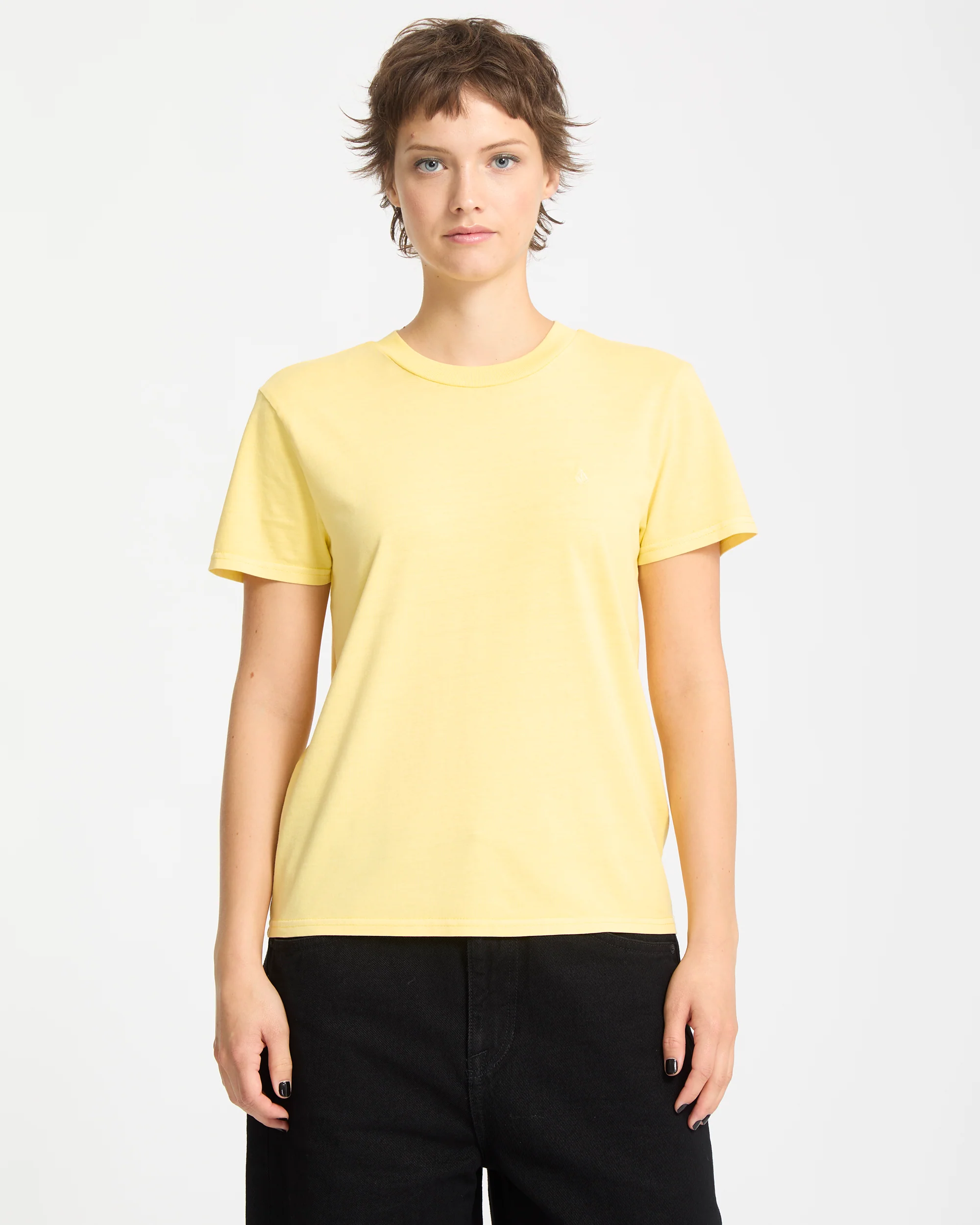 Solid Stone Emb T-Shirt - Dawn Yellow