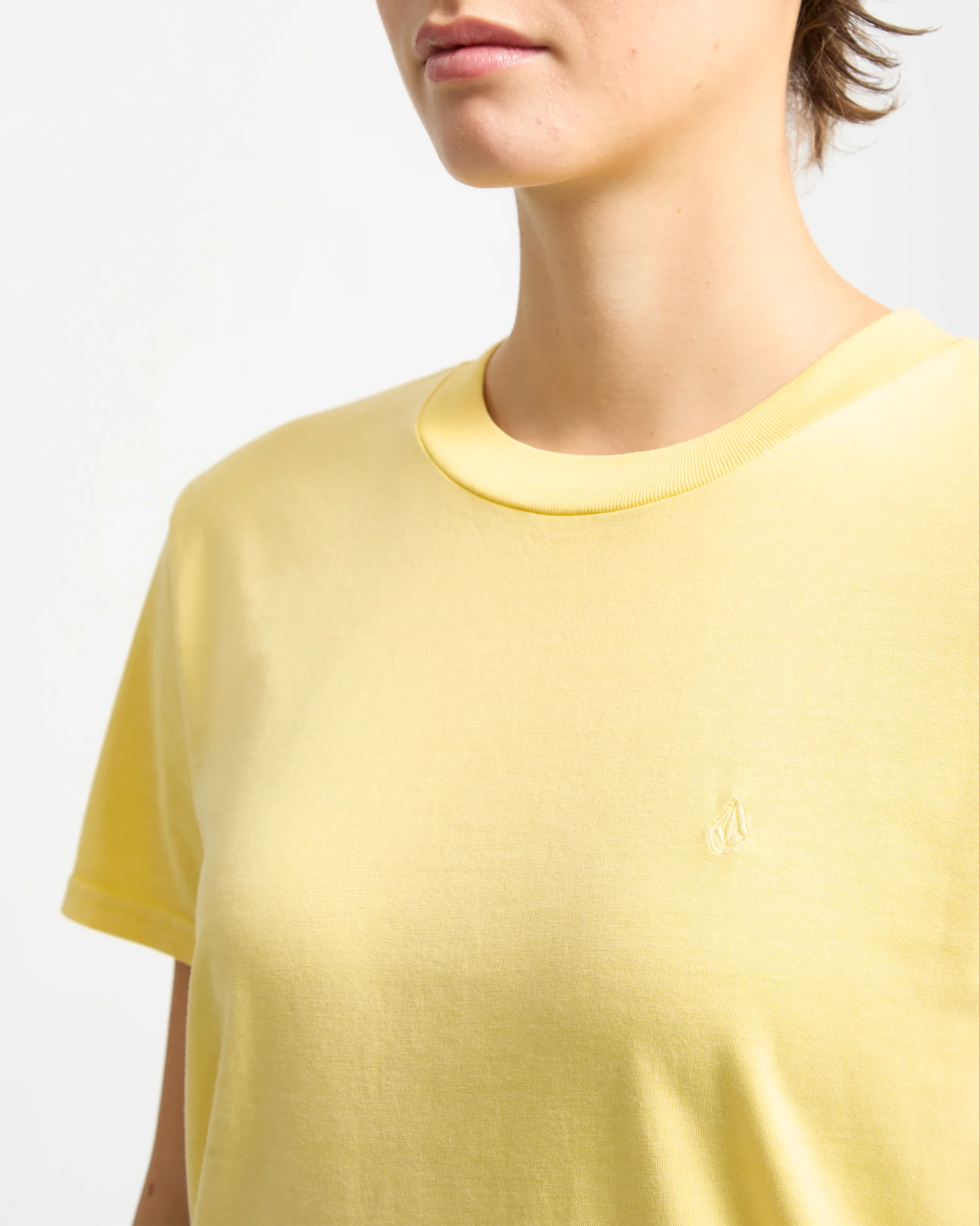 Solid Stone Emb T-Shirt - Dawn Yellow - Image 3