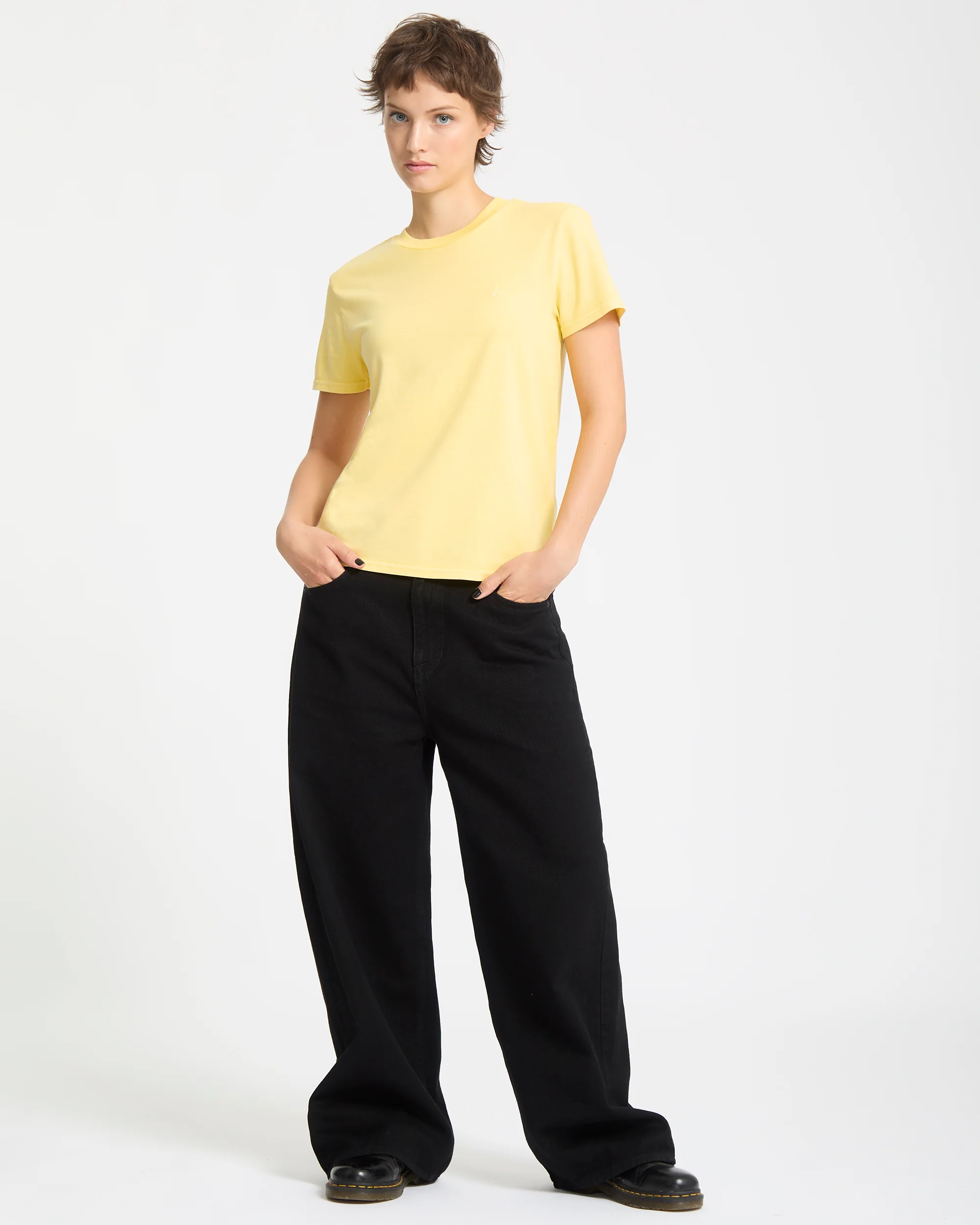 Solid Stone Emb T-Shirt - Dawn Yellow - Image 6
