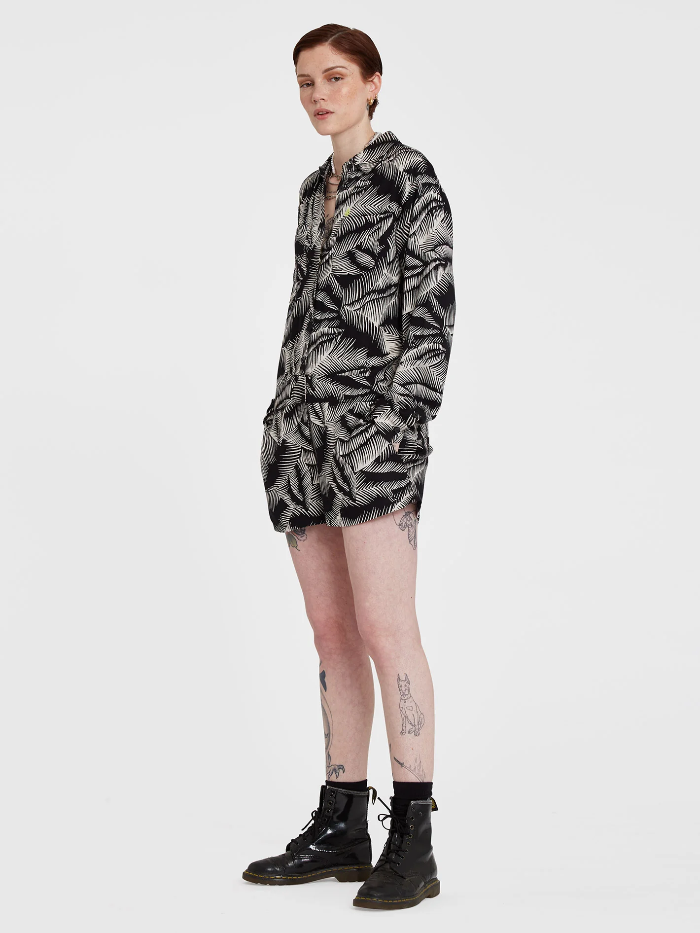 Stay Palm Romper - BLACK WHITE - Image 3