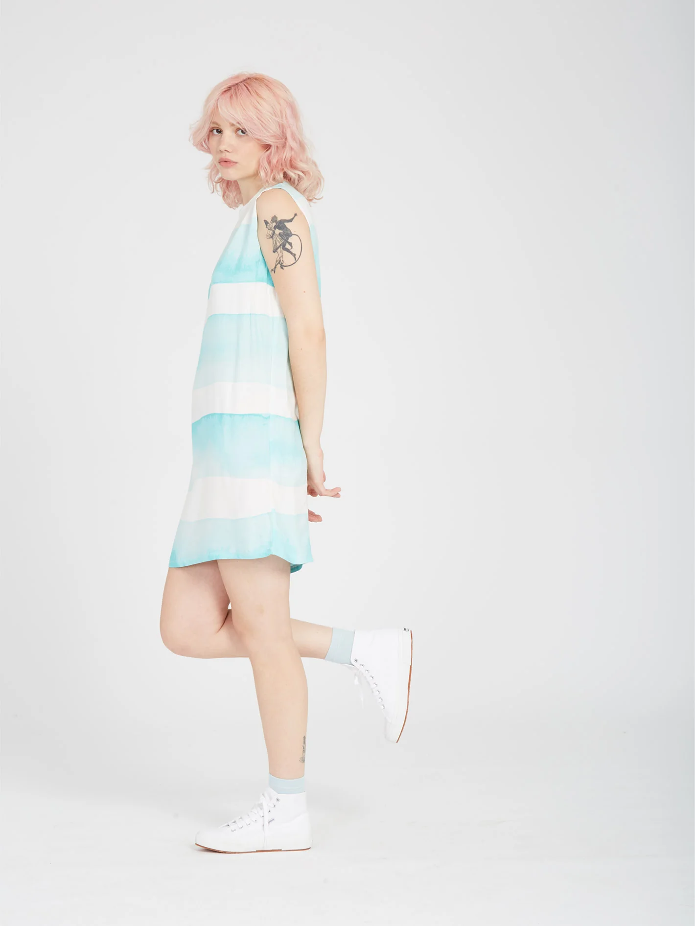 Stay Stripes Dress - PALE AQUA - Image 4