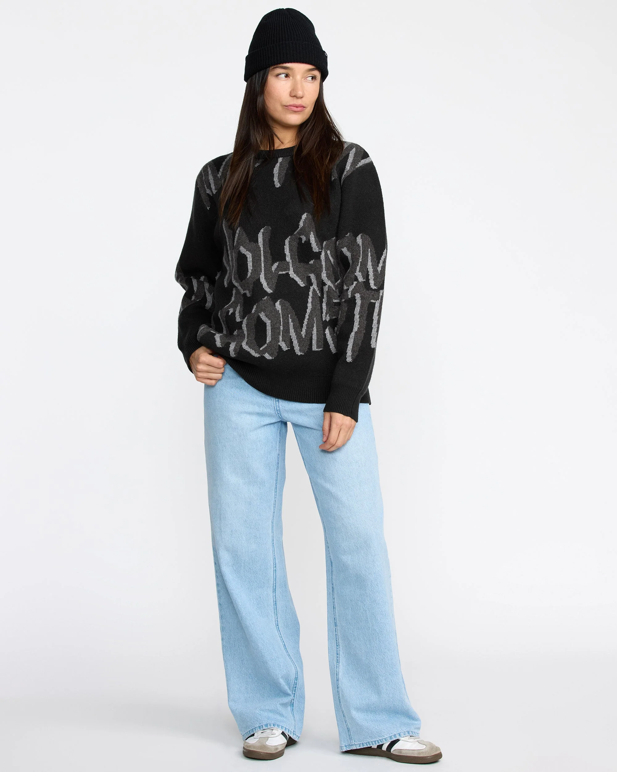 Stone Jacquard Sweater - Black - Image 7