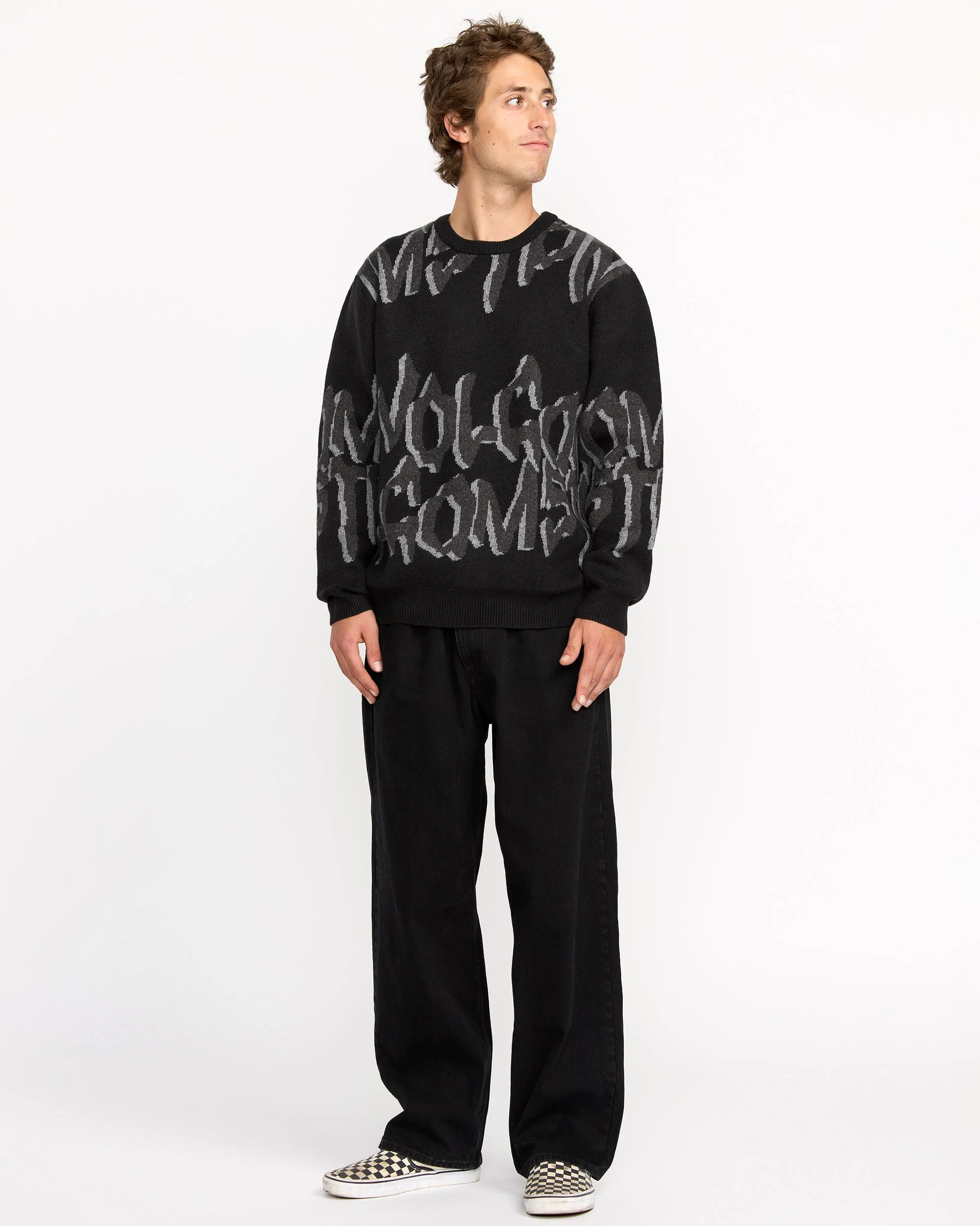Stone Jacquard Sweater - Black - Image 9