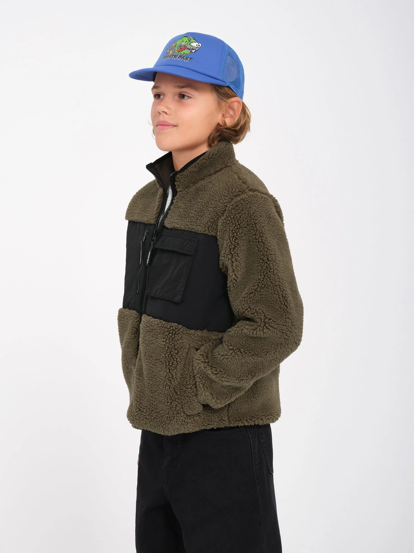 Storm Stone Zip Sherpa Sweatshirt - Wintermoss - (KIDS)