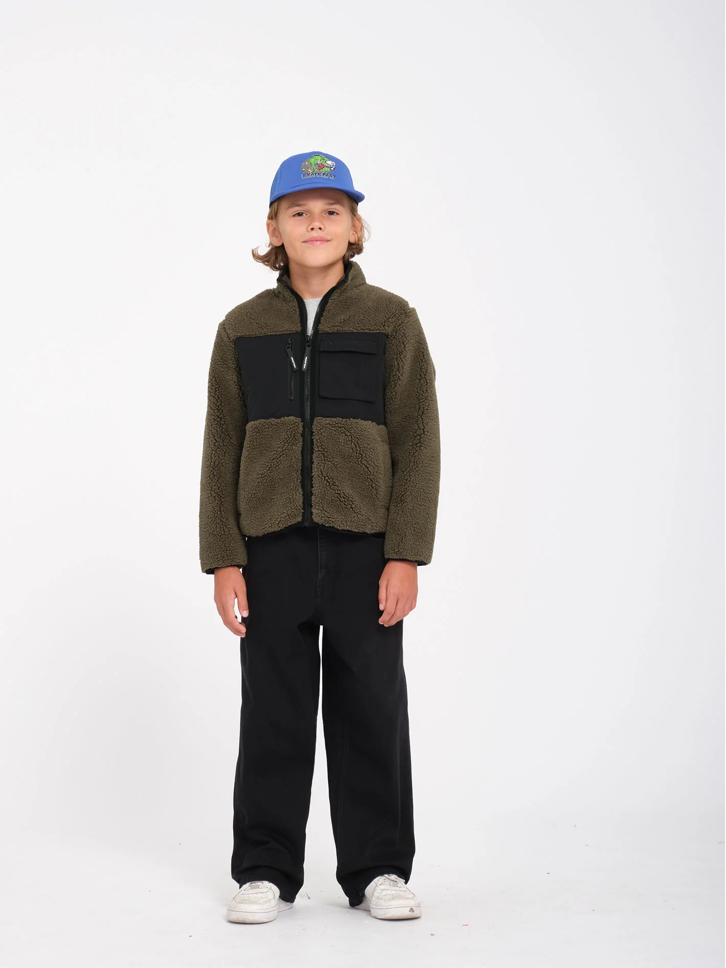 Storm Stone Zip Sherpa Sweatshirt - Wintermoss - (KIDS) - Image 2