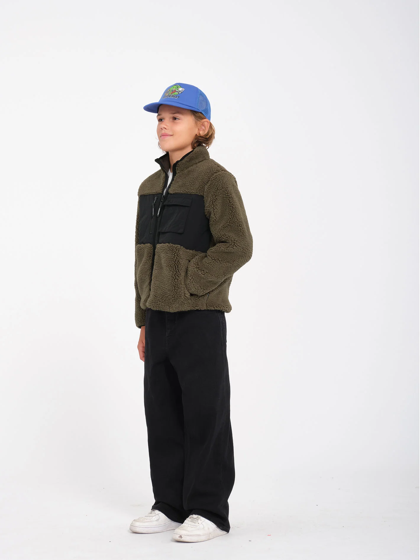 Storm Stone Zip Sherpa Sweatshirt - Wintermoss - (KIDS) - Image 3