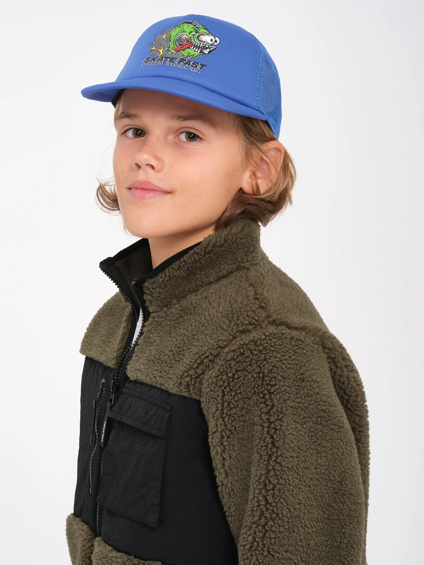Storm Stone Zip Sherpa Sweatshirt - Wintermoss - (KIDS) - Image 4