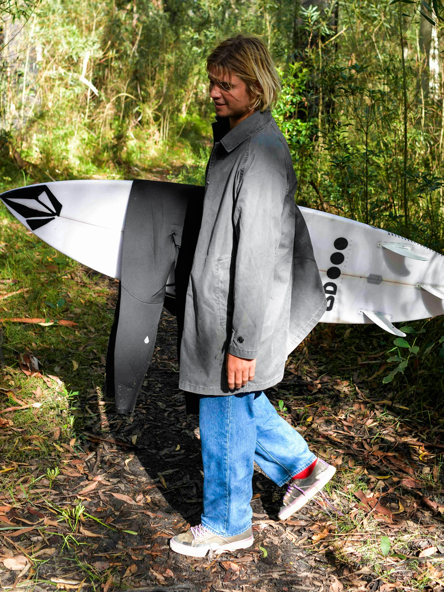 V Ent Noa Deane Trench Jacket - HEATHER GREY - Image 3