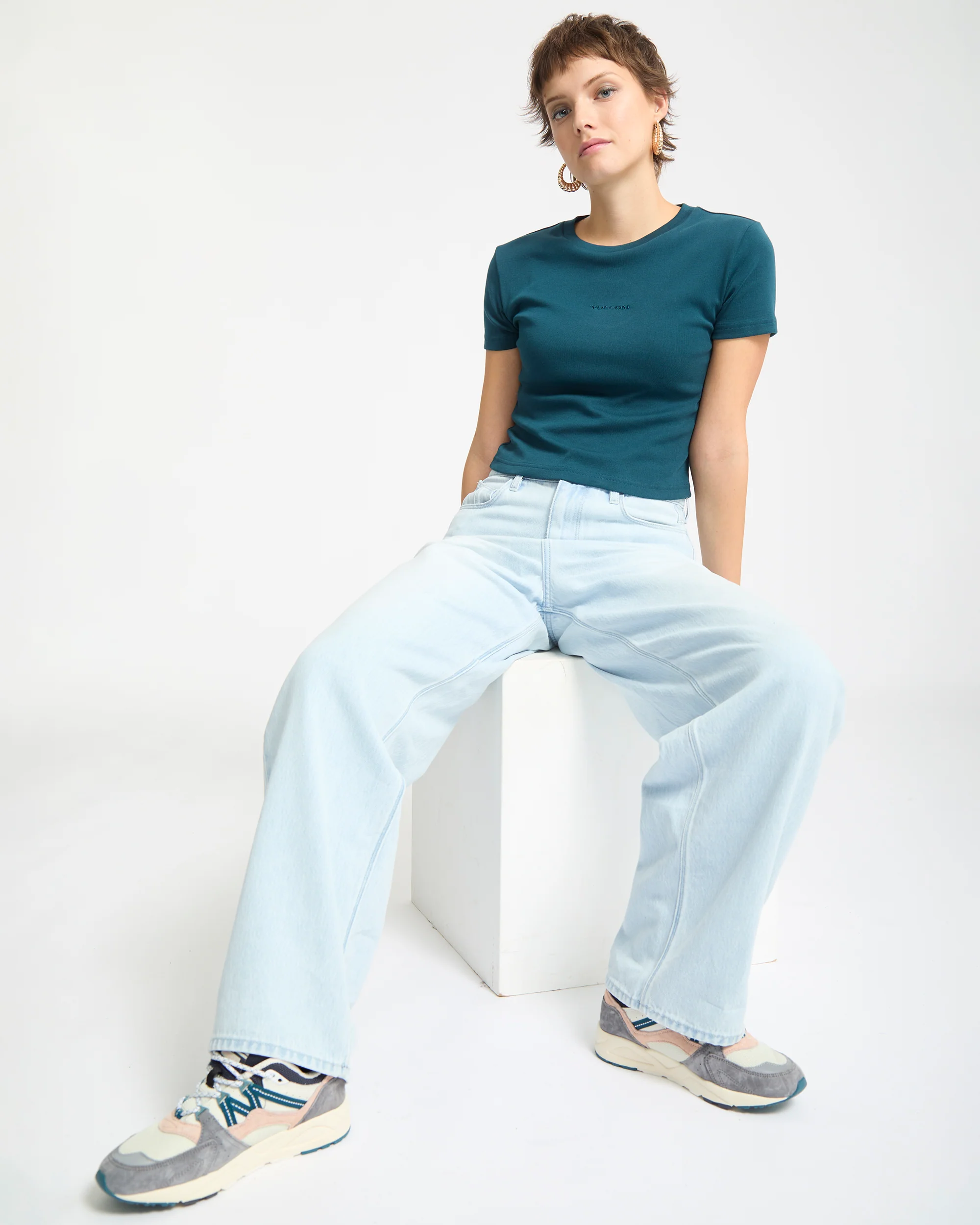 Volcomstone Tight Crop T-Shirt - Emerald Green - Image 5