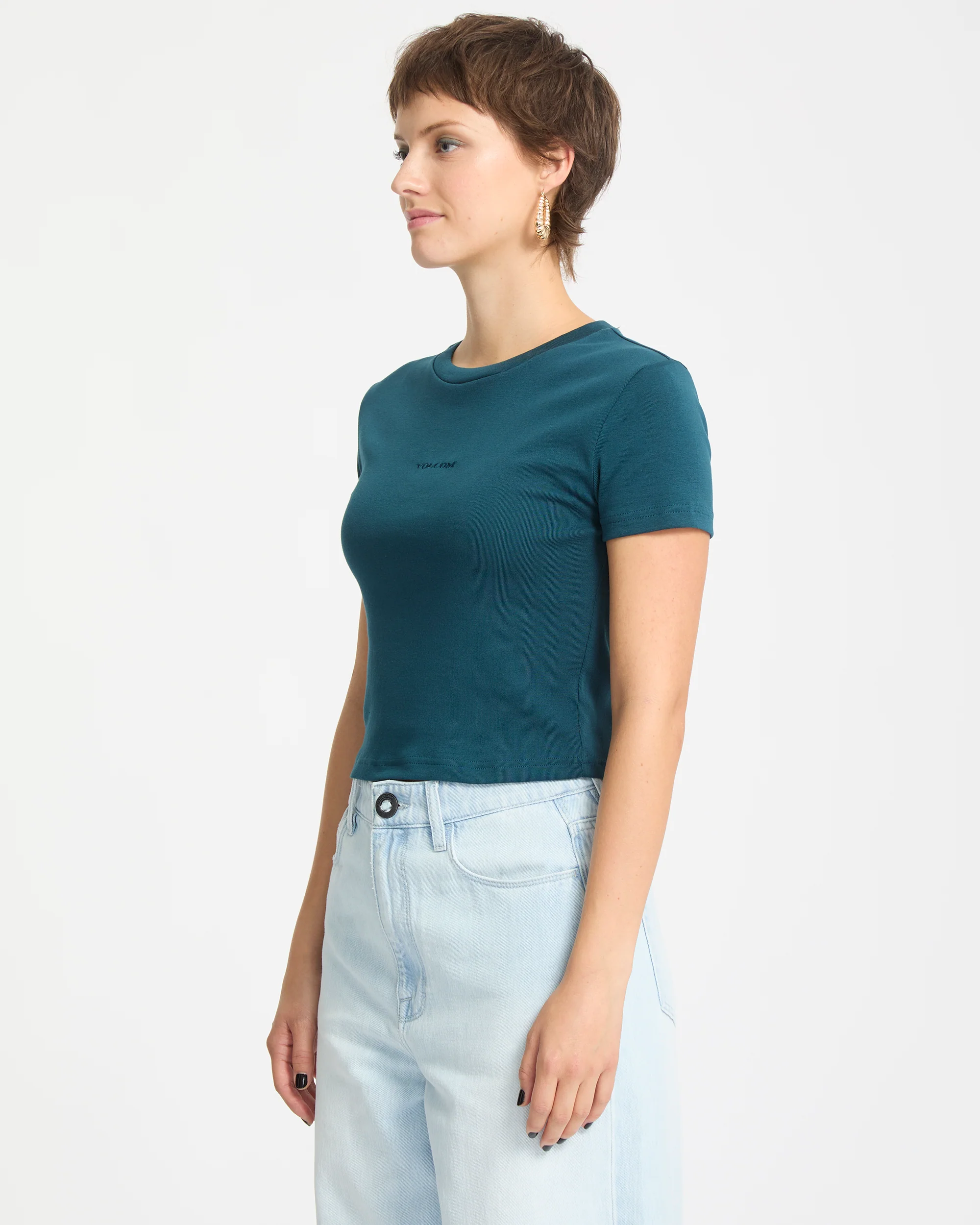Volcomstone Tight Crop T-Shirt - Emerald Green - Image 6
